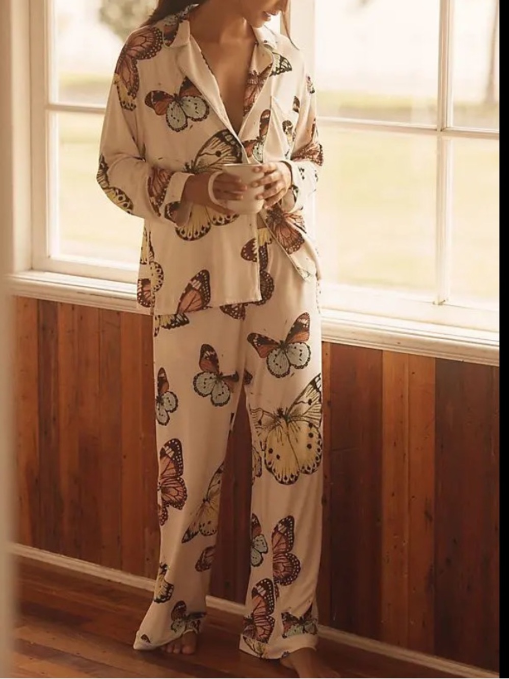 Anthropologie Lyrebird Briar ModaLuxe Pajama Set- Butterfly Print- Size XL